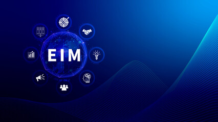 EIM Enterprise information management system, EIM Global Network with Analyzing Technological Data, Efficient Information Management, Network Connection.