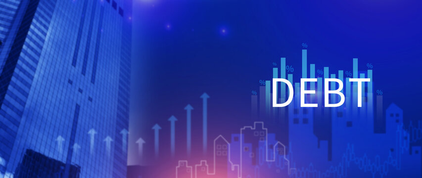 Debt growth and percentage for debt reduction concept, growth of public debt, Delve deeper the complex concept of debt and significant impact on effectively managing personal finances.
