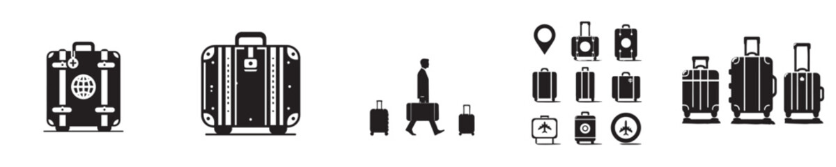 vector set of suitcase silhouettes
