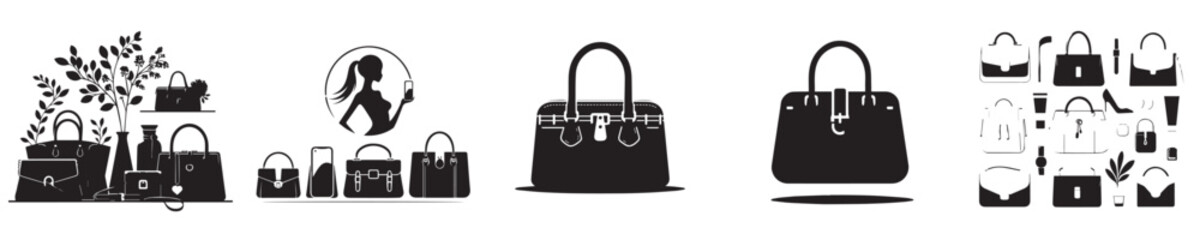 vector set of suitcase silhouettes