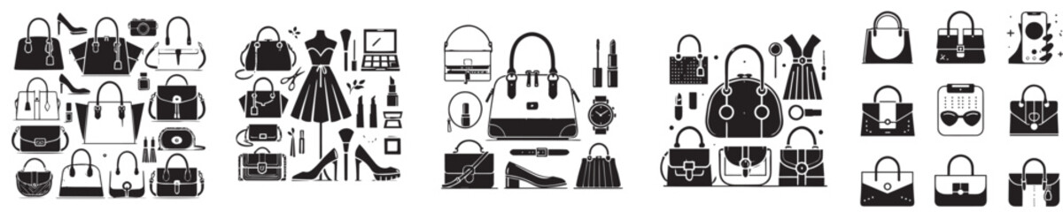 set of vector women's bags silhouettes