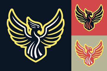 Editable Phoenix Logo - Mythical Firebird Vector Emblem