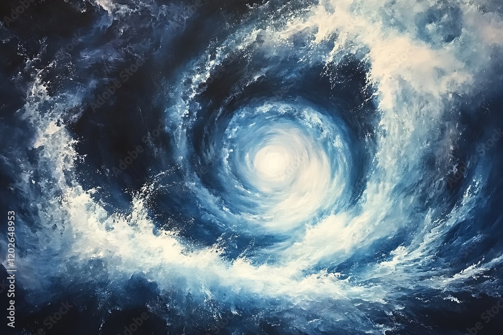 Poster Ethereal Ocean Vortex Painting Showcasing Intense Power of Nature : Generative AI