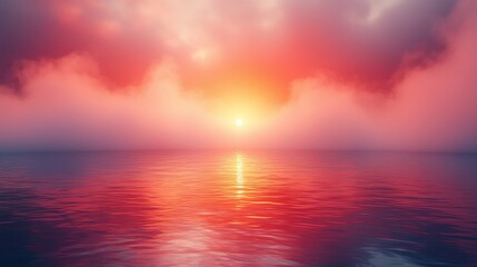 Obraz premium Peaceful sunset over calm ocean waters