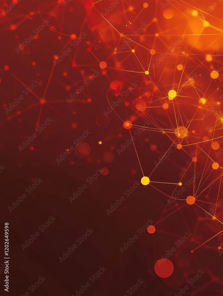 Poster vivid abstract background showcasing bright orange and yellow connections on a dark canvas at twilig