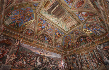 Obraz premium Ceiling of Room of the Immaculate Conception made by Francis Podesti (1800-1895), a painter originally from Ancona but rooted in the Roman artistic and academic panorama