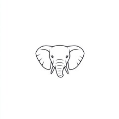 Elephant head illustration, wildlife, nature, white background, logo design