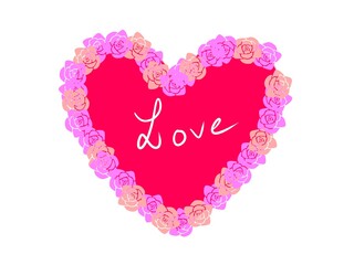 pink heart with flowers