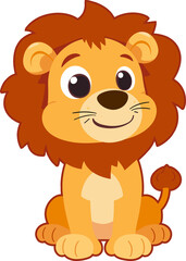 Fototapeta premium Cute Lion – Kawaii, Funny, Roaring, Smiling, Adorable Lion Illustration