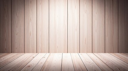 Naklejka premium Minimalist wooden backdrop and floor for product display, modern design, mockup