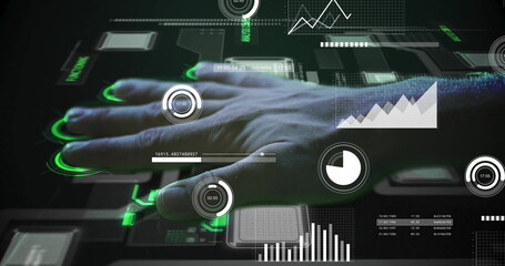 Image of data processing over hand being scanned