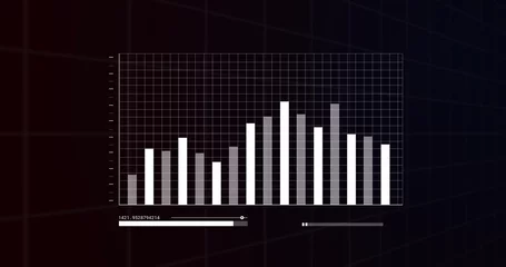 Bar and line charts with financial data processing image over grid background
