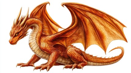 Fototapeta premium Mythical dragon portrait: artistic depiction of dragon, powerful presence, distinct features, combining elements from different folklore traditions to represent this legendary creature.