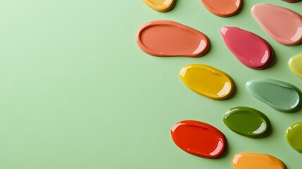 Colorful Paint Swatches On A Green Background
