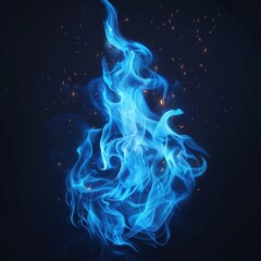 Obraz premium Abstract blue flame with sparks, ethereal and elegant, dark background.