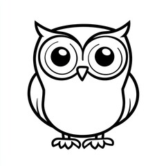Cartoon owl illustration, white background, children's book, educational material
