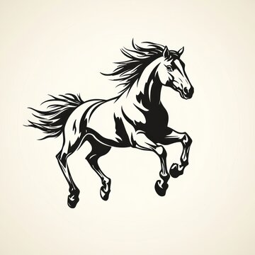 recommend clip art: Black Horse Rearing on White Background for Animal Studies and Art