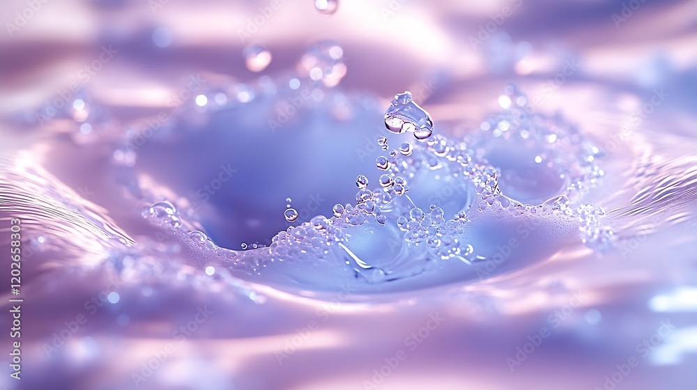 Poster dynamic water ripple and droplet with artistic pastel vibe in macro photography : generative ai