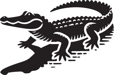 Alligator icon silhouette vector with white background