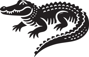 Alligator icon silhouette vector with white background