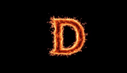 Fiery Letter D: A Flaming Alphabet Design