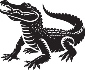 Alligator icon silhouette vector with white background