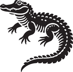 Alligator icon silhouette vector with white background