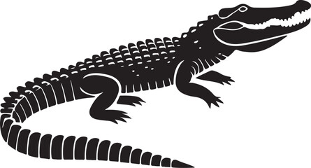 Alligator icon silhouette vector with white background