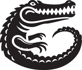 Alligator icon silhouette vector with white background