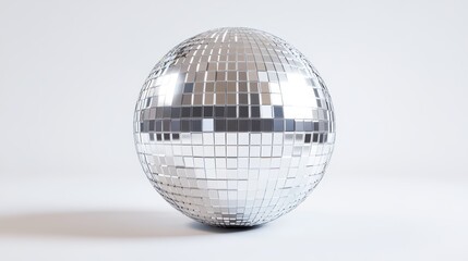 Fototapeta premium A shiny disco ball reflecting light, perfect for parties and events, set against a simple white background.