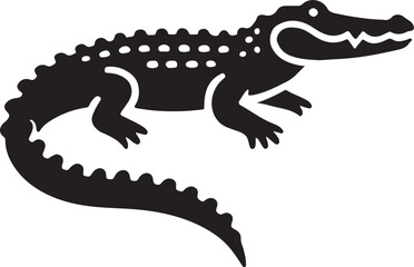 Alligator icon silhouette vector with white background