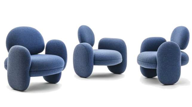 Modern Minimalist Chairs Collection With Soft Curves Generative AI