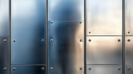 Obraz premium Modern Brushed Metal Wall Panel Texture Background Architectural Design Stainless Steel Surface