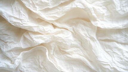 Obraz premium Elegant Draped Cream Colored Linen Fabric Texture Soft Wrinkled Cloth Background