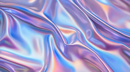Obraz premium Iridescent Holographic Fabric Texture Shimmering Purple and Blue Draped Silk