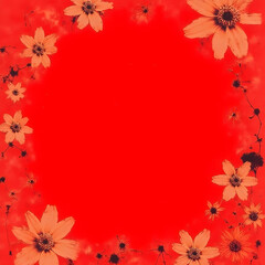 chinese new year oriental wave pattern red backdground border frame design 24