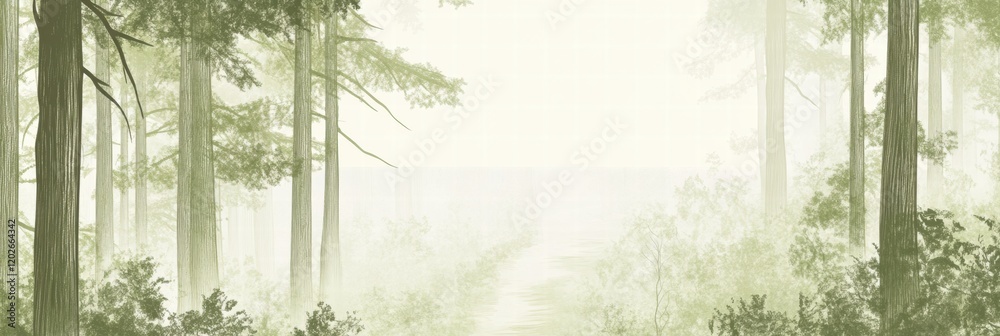 Poster winding forest trail through tall trees in soft light creates a serene atmosphere for nature lovers 