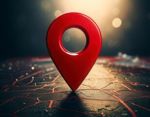 Red location symbol pin icon sign or navigation locator map travel. Generated image