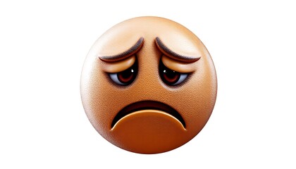 Fototapeta premium Sad 3D Emoticon: A Depressed, Textured Sphere