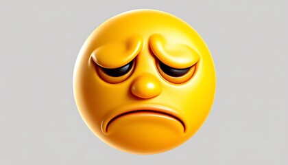 Fototapeta premium Sad 3D Emoticon: A Dejected Yellow Sphere with Downcast Eyes