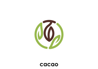 Simple natural cocoa logo design vector template with line design style