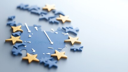 Abstract clock with European stars design.