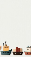 Obraz premium Colorful wooden boats arranged on a light background.