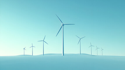 Isolated wind turbine farm icon on a flat light blue background
