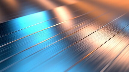 Abstract Brushed Metal Texture Diagonal Lines Blue Gold Hues Industrial Background