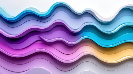 Fototapeta premium Abstract Colorful Wave Pattern Pastel Hues Layered 3D Wavy Background Design