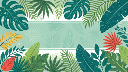 Lush Tropical Green Leaves Frame for Nature and Summer Backgrounds