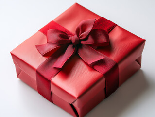 Obraz premium A Red Gift Box With A Burgundy Bow