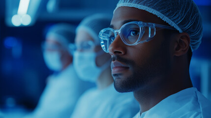 Innovative healthcare team discussing biotechnology advancements