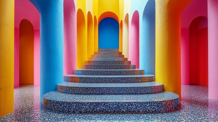 Colorful architectural stairs with vibrant hues